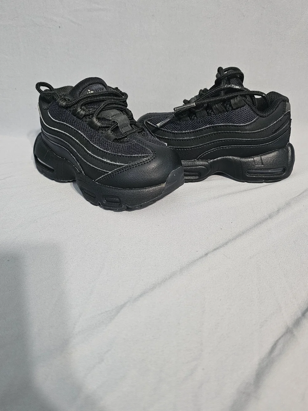 Nike Air Max Kids Black Athletic Sneakers with White Trim